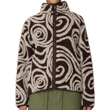 Swirls Jacquard Zip Jacket - Brown Multi