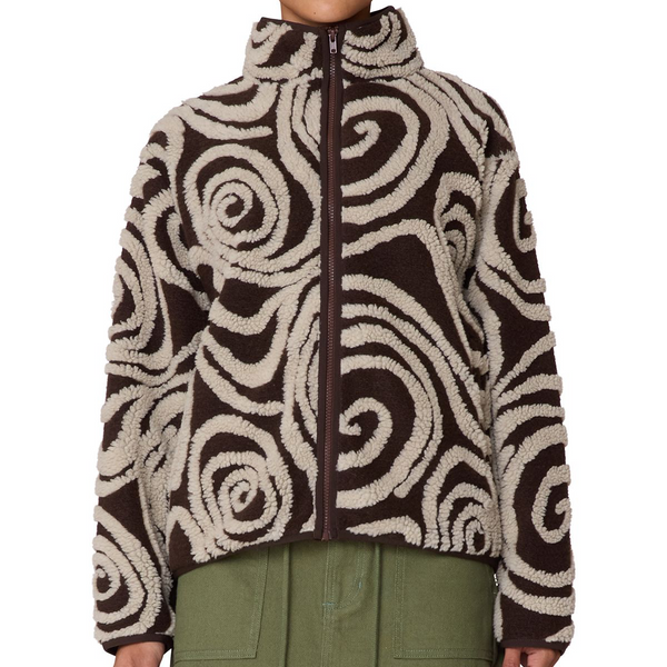 Swirls Jacquard Zip Jacket - Brown Multi