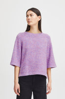 Daisie Short Sleeve Sweater- Lavender Melange