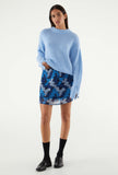 Blue Abstract Print Short Skirt