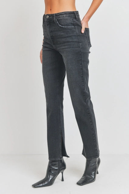 Long-Line Slim Slit Straight Jean