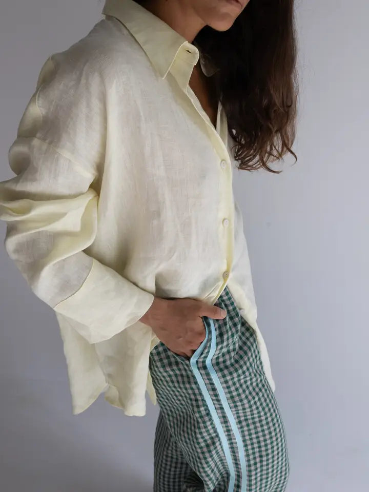 Linen Pant - Green Check