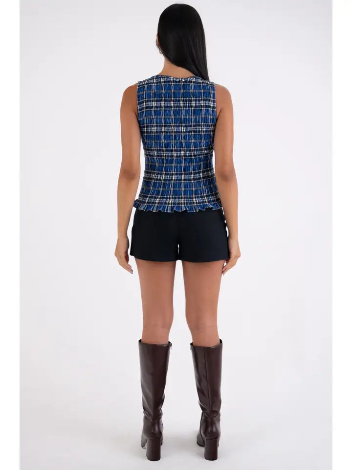 Sonya Plaid Smocked Top