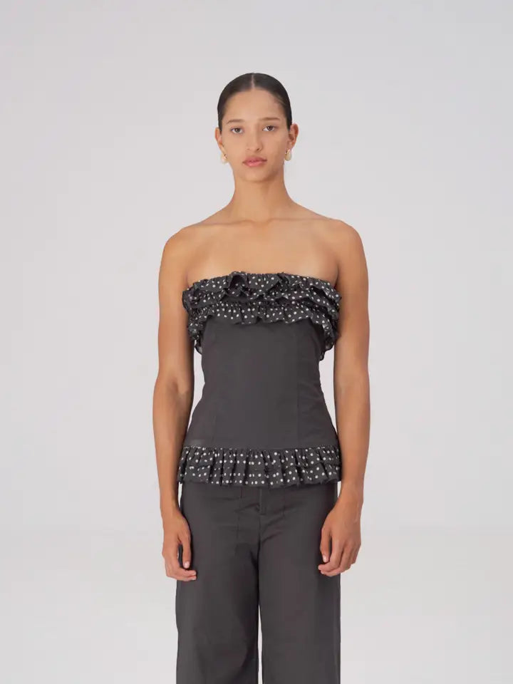 Polka Dot Strapless Top