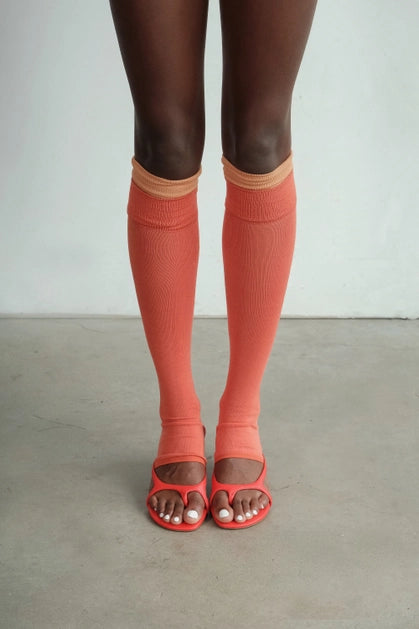 Layered Color Block Knee-High Socks