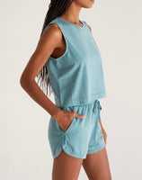 Sloane Cotton Jersey Tank - Blue Steel