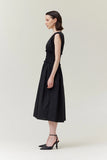 Smocked Waist Cotton Dress - Black