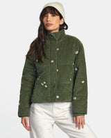 Eezeh Embroidered Puffer Jacket - Leaf