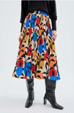 Eden Print Pleated Midi Skirt