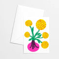 Modern Yellow Blooms Risograph Greeting Card