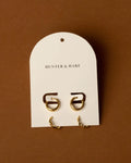 Rory Twist and Thick Hoop Earrings - Set of Two Hoops