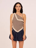 Rove Brown Plaid Asymmetric Top