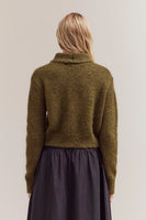 Button Up Collar Neck Cardigan - Dark Moss