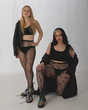 Star & Moon Net Tights - Black
