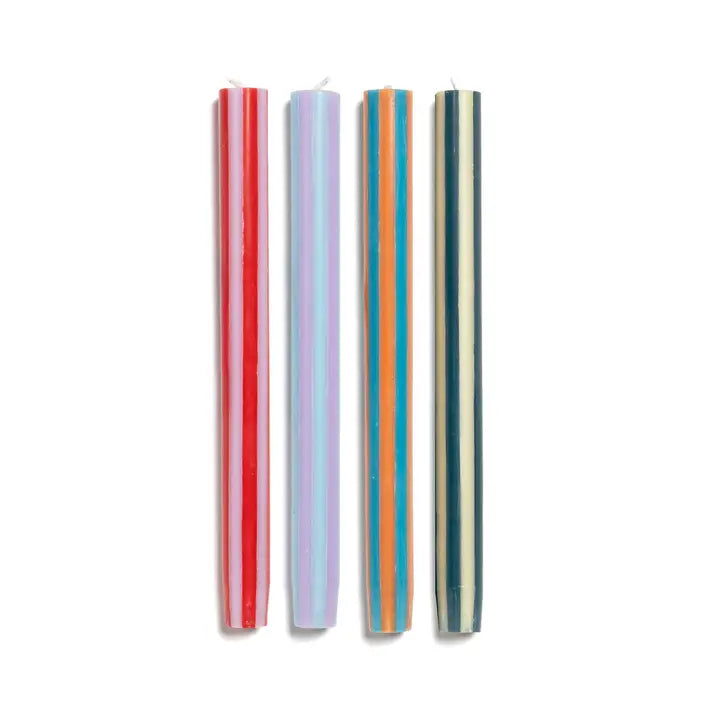 Stripe Dinner Candles - Mixed Set
