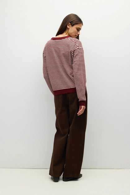 The Beatrice Sweater - Burgundy/Pink