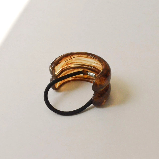 Wide Double Arch Resin Ponytail Hair Tie - Brown