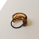 Wide Double Arch Resin Ponytail Hair Tie - Brown