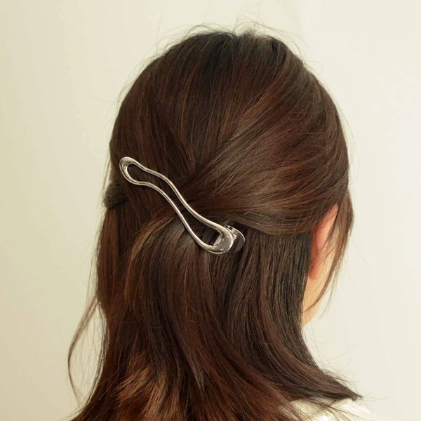 Long Metal Hair Claw Clip - Silver