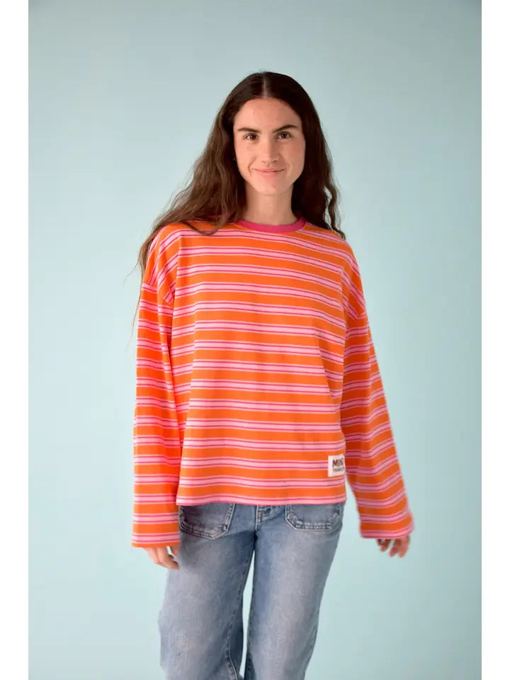Nuria Orange And Fuchsia Long Sleeve Shirt