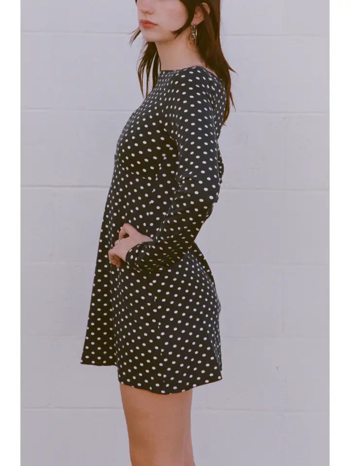 Boatneck Dress - Domino Dot