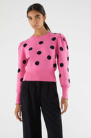 Polka Dot Puff Sleeve Sweater
