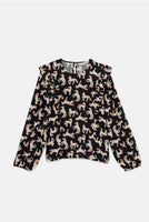 Horse Print Ruffle Blouse