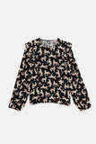 Horse Print Ruffle Blouse