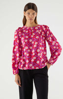 Pink Fantasy Ruffle Trim Blouse