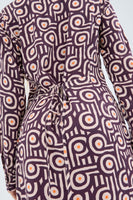 Retro Geometric Midi Shirt Dress