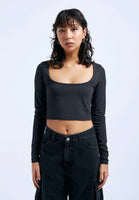 Jane Cropped Top - Off Black