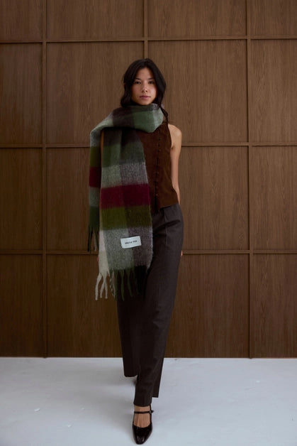 The Reykjavik Scarf - Mossy Green Check