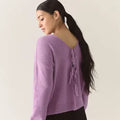 Bow Merino Cardigan - Lilac