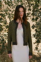 Striped Button Up Cardigan - Chestnut