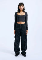 Jane Cropped Top - Off Black