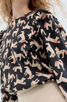 Horse Print Ruffle Blouse