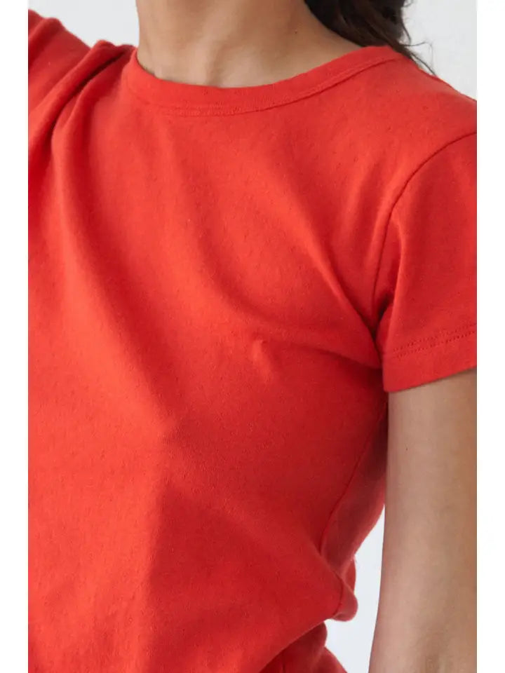 Pointelle Baby Tee - Red