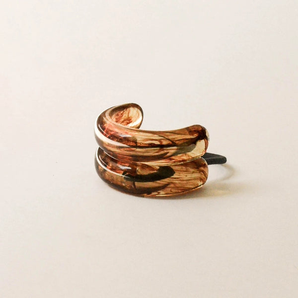 Wide Double Arch Resin Ponytail Hair Tie - Brown