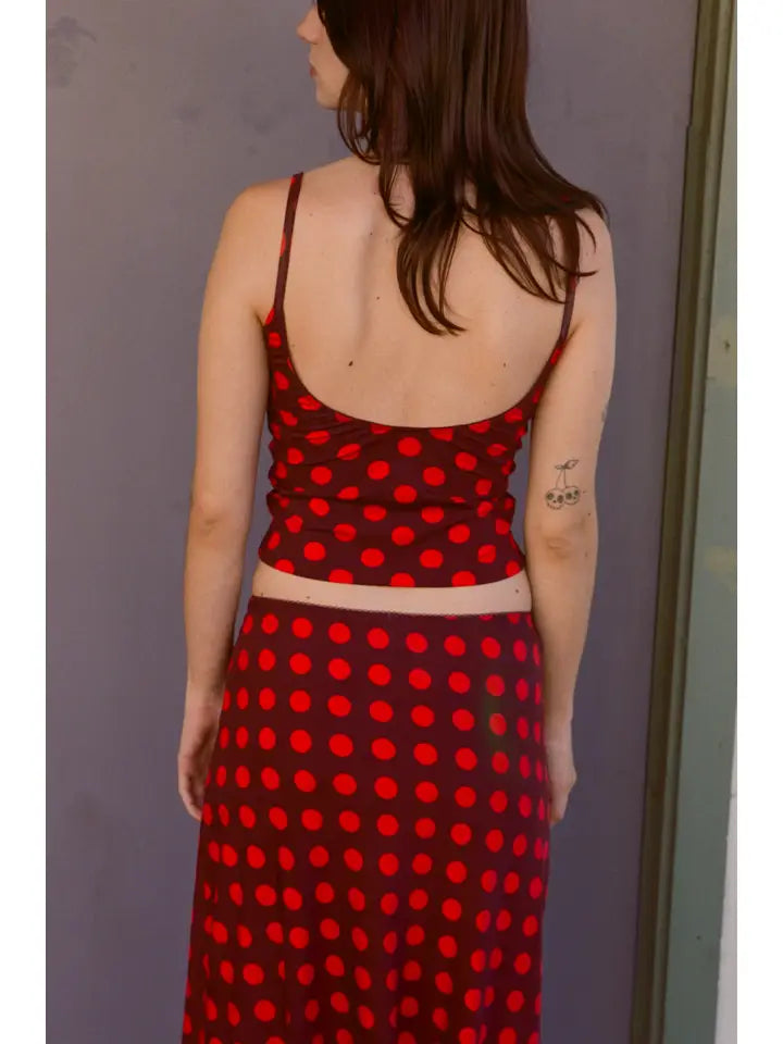 Scoop Back Cami - Scarlet Dot