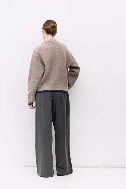 The Hans Cardigan - Taupe/Navy
