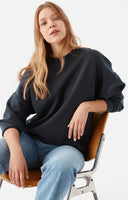 Oversized Crew Neck Sweatshirt - Black