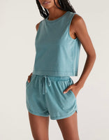 Sloane Cotton Jersey Tank - Blue Steel