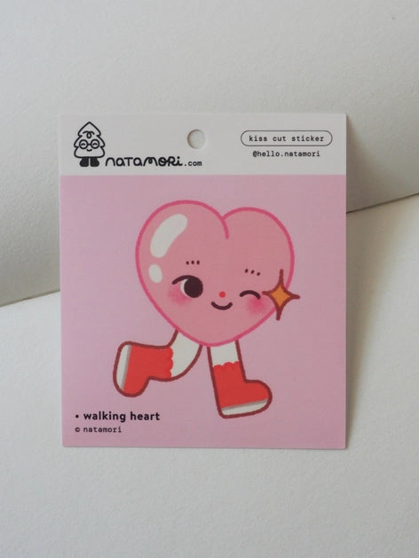 Walking Heart Kiss Cut Vinyl Sticker