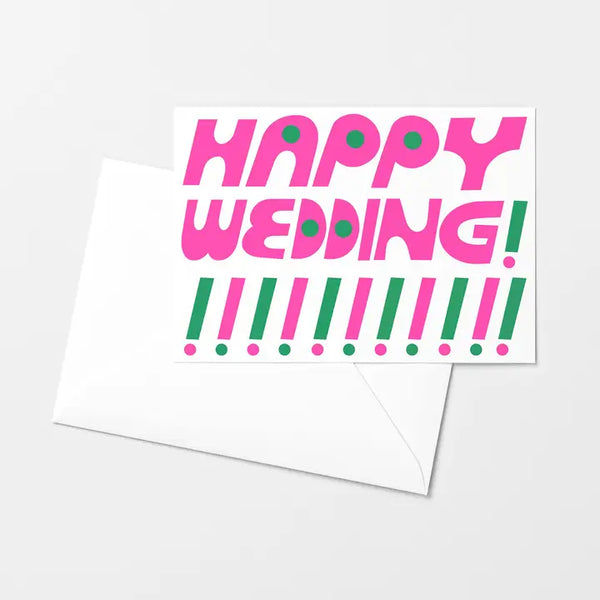 Happy Wedding Exclaim Risograph Greeting Card