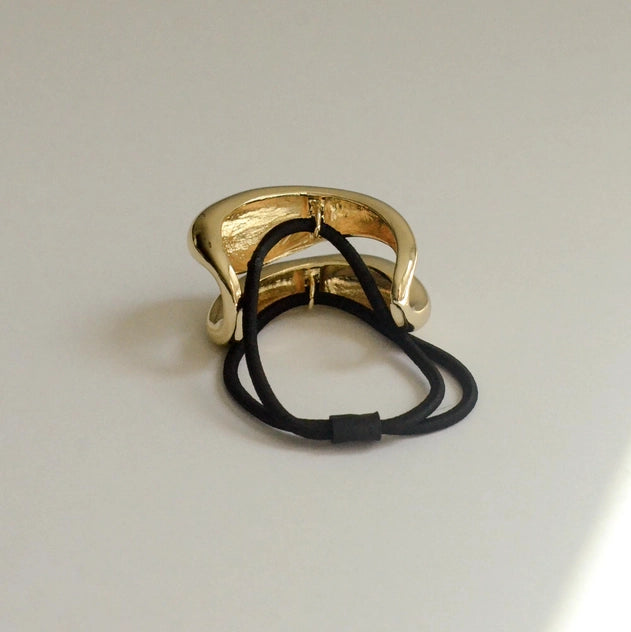 Wide Sculptured Metal Ponytail Hair Tie
