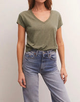 Modern V Neck Tee - Evergreen