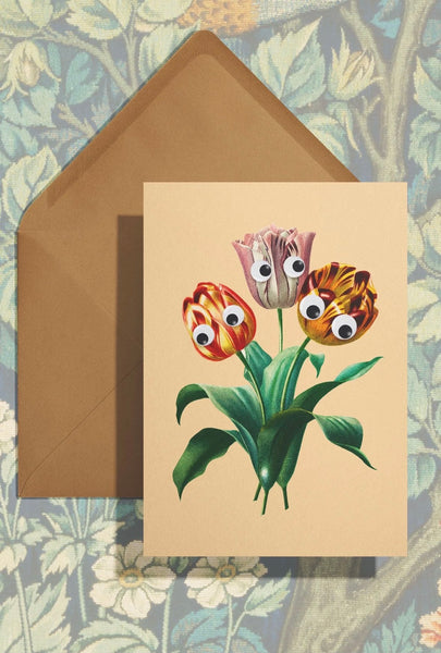 Googly Tulips Greeting Card