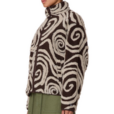 Swirls Jacquard Zip Jacket - Brown Multi