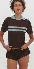 Araci Knit Polo Top - Cocoa Cream
