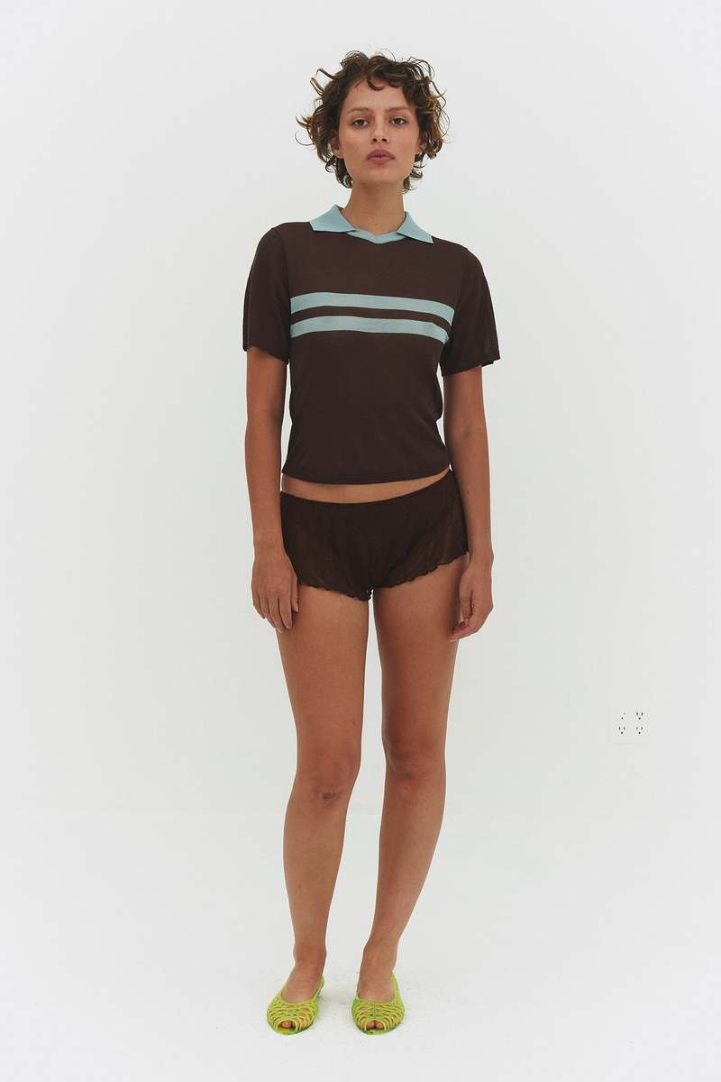 Araci Knit Polo Top - Cocoa Cream